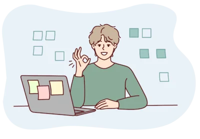 Man giving an OK gesture — Premium learning algorithms and text tools