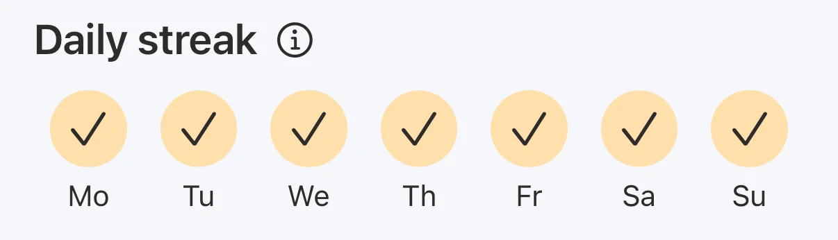 Spaced repetition review streak calendar