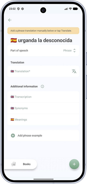 Add custom translation screen