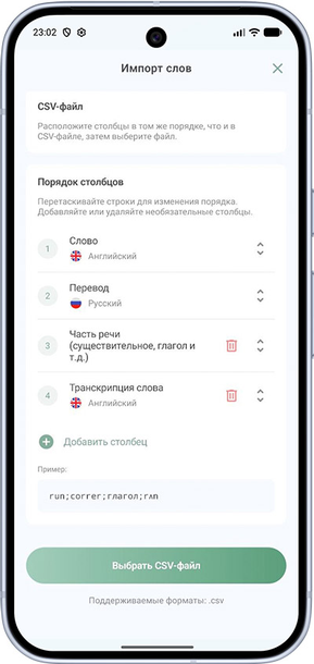 Экран импорта CSV 2
