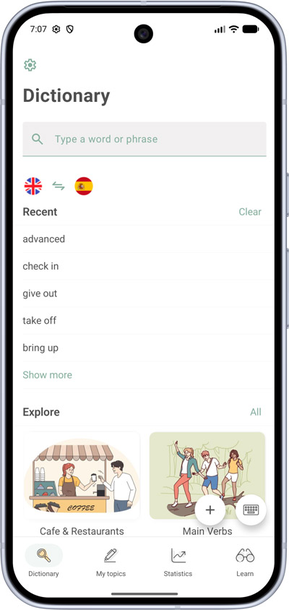 Dictionary screen