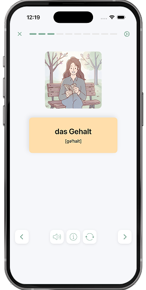 German vocabulary flashcards in My Words