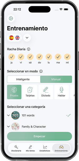Racha diaria y modos de práctica