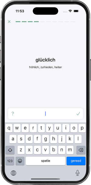 Typing a word during a vocabulary dictation